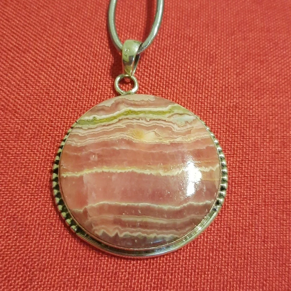 Rhodochrosite sterling silver pendant - Picture 1 of 6